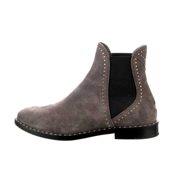 Jimmy Choo 6.5 Suede Studded Merril Chelsea Ankle Boots $1041 BOX Flat Gray 36.5 - Picture 1 of 8